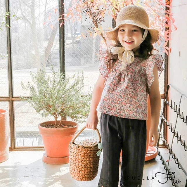 KS0687 Korean style girls puff sleeve flower t shirt