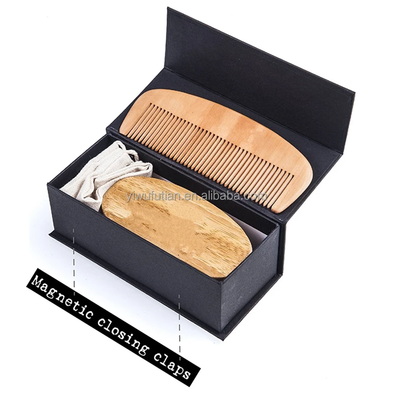 Handmade Wooden Beard Comb and Natural Boar Bristle Beard Brush set for Men