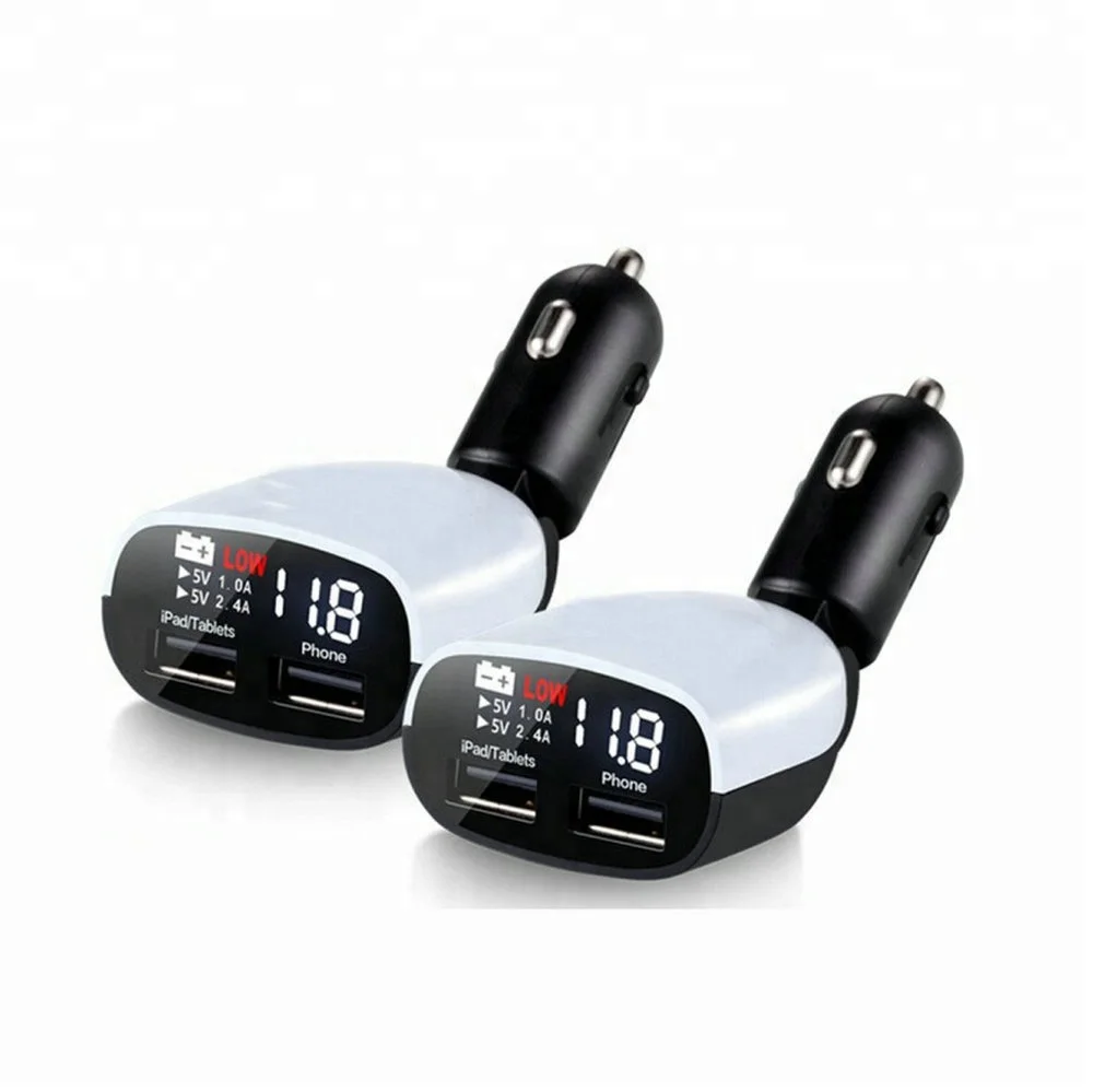 Portable 3.4A Adjustable Car Battery Charger With Digital Led Display Car Charger Dual USB