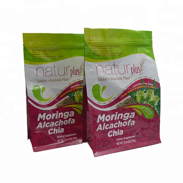 Handle Hole Top Gravures Printed  Recyclable Kraft Paper Square Bottom Plastic Bag