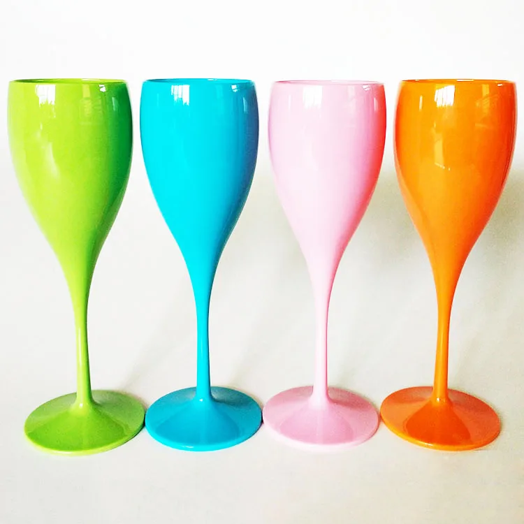 
White Acrylic Plastic Champagne Wine Flutes Glass Tulip Glass for Party 