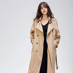 Fashionable New Arrival design  Solid color Cotton long Trench Coat for Women