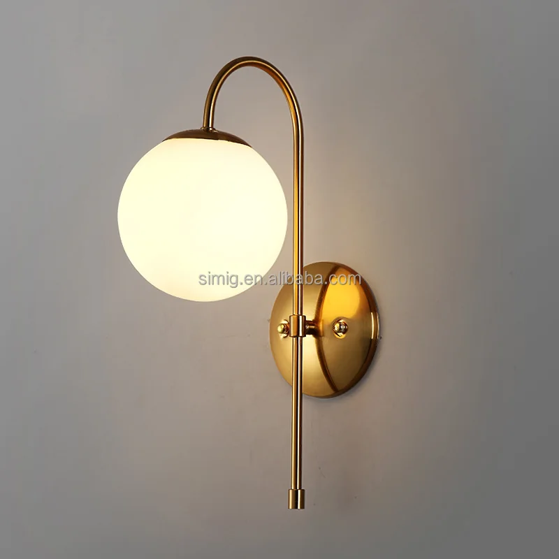 Simig lighting modern luxury indoor sconce simple glass ball bedroom wall mounted lamp