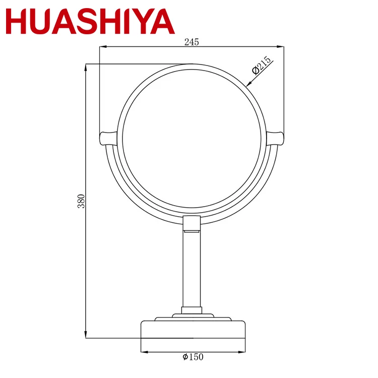 Fancy 2-face double sided LED standing table round makeup light shaving hotel beauty compact mirror with led lights