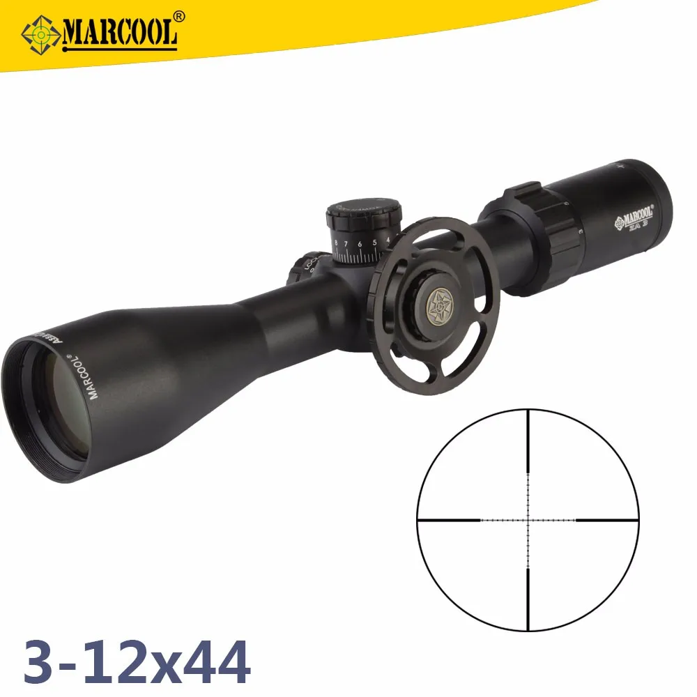 Лучший Рождественский Подарок Marcool Стекло Гравированный Сетка 3-12x44 Стороны Колеса Фокус Прицел Охота Прицел фонарик