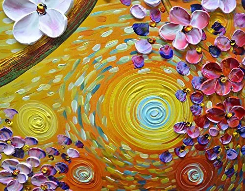 3D-печать-3 Панели Ручная роспись масляная живопись набор Цветочное дерево холст живопись искусство печать роспись художественное украшение