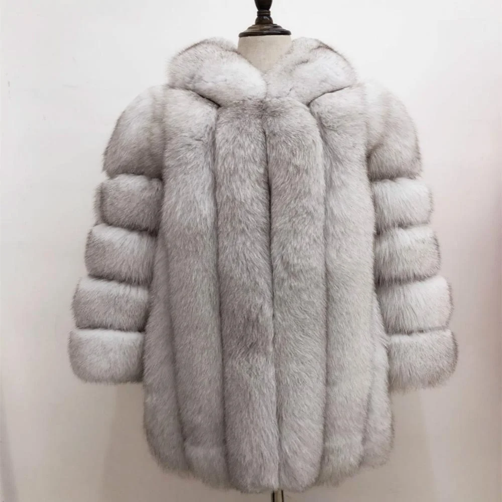 New Design winter Women colorful Mosaic fox Fur coat turkey fur coat