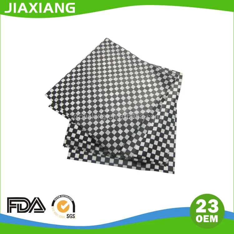 
custom design waxed paper food wrappers for hamburger or sandwich 