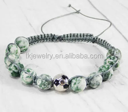 Handmade Agate Beads Bracelet With Football Charm Bracelet for Boys Gifts