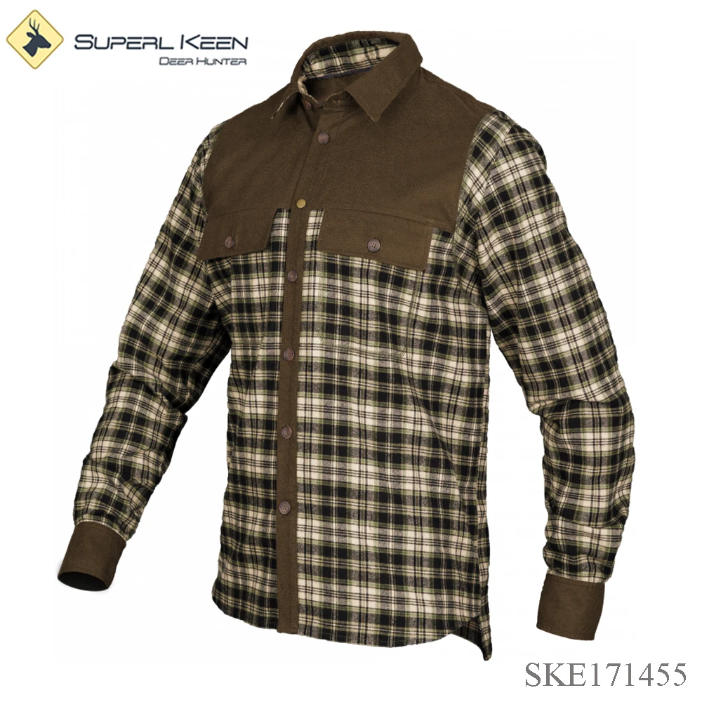 High quality cotton hunting shirt plaids thermal shirt outdoor hiking shirt for men