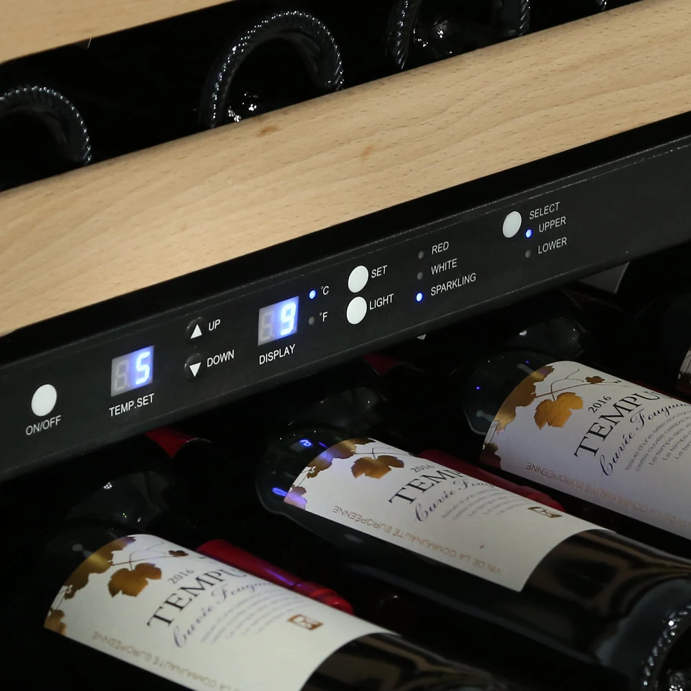
155 Bottles Dual Zone Wine Cooler Fridge with Compressor Cooling System 