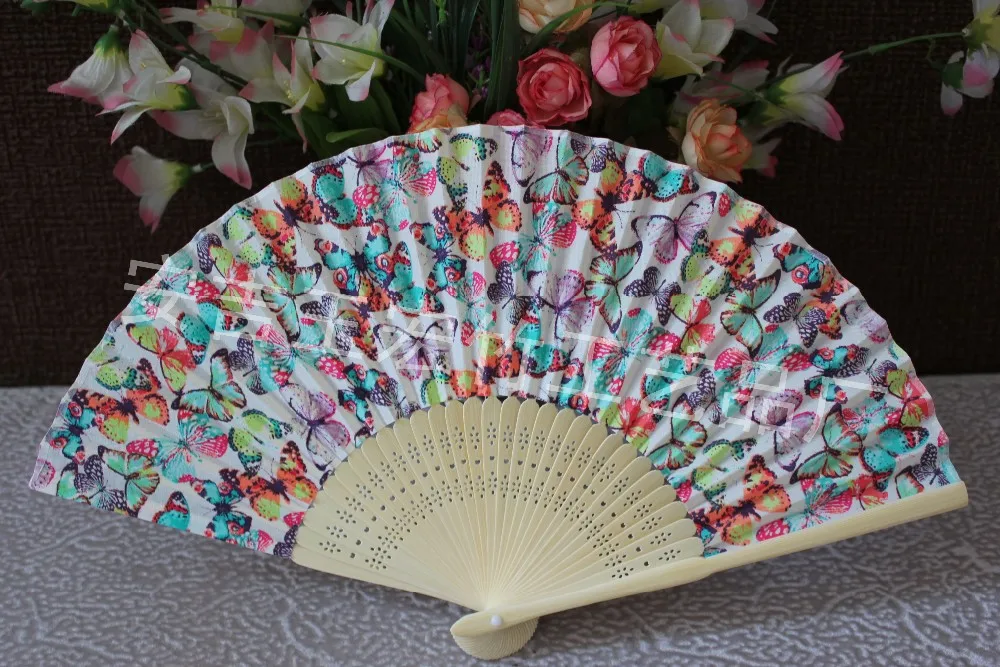 Beautiful fabric bamboo fan for ladies