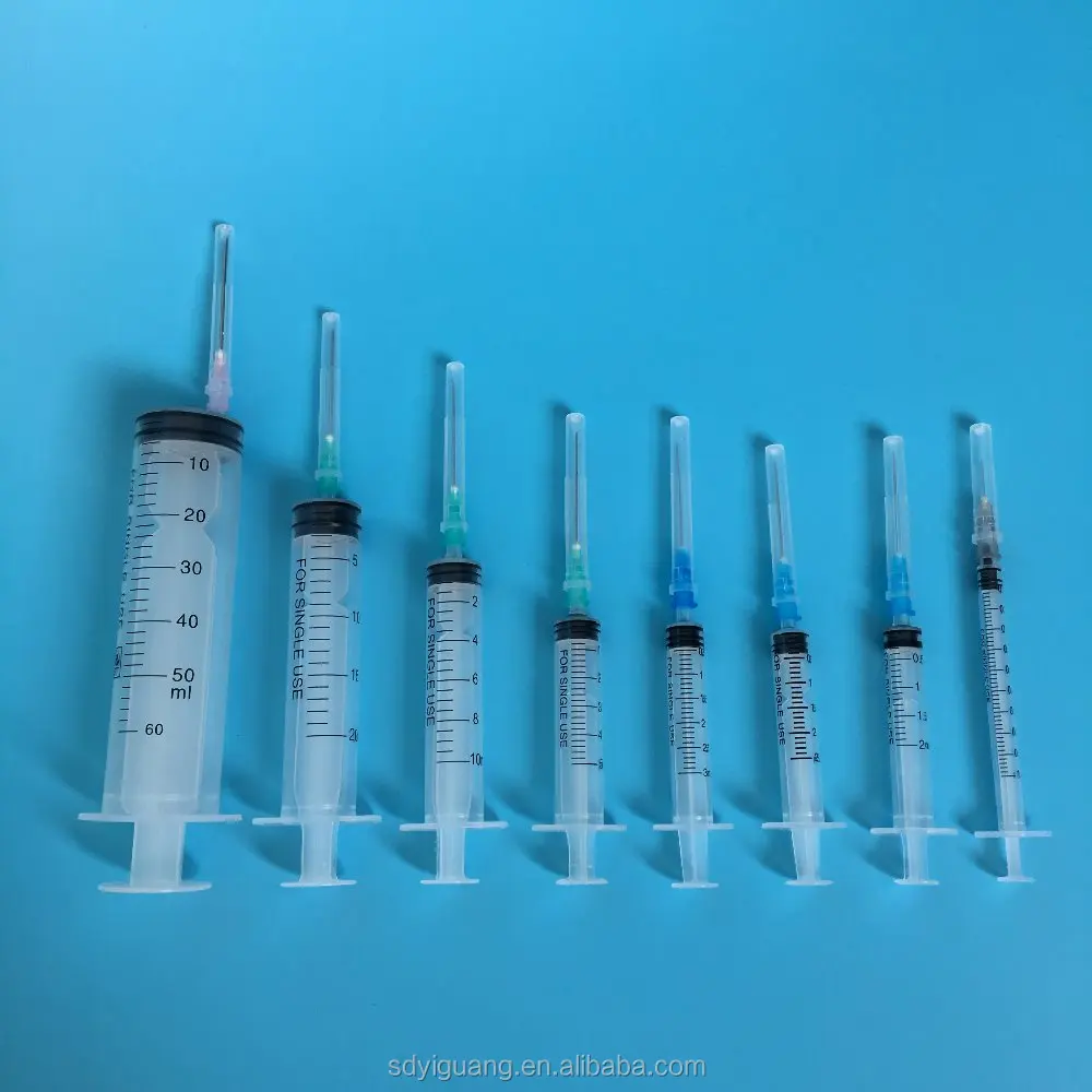 Disposable syringe luer slip with needle 1/2/3/5/10/20/50ml