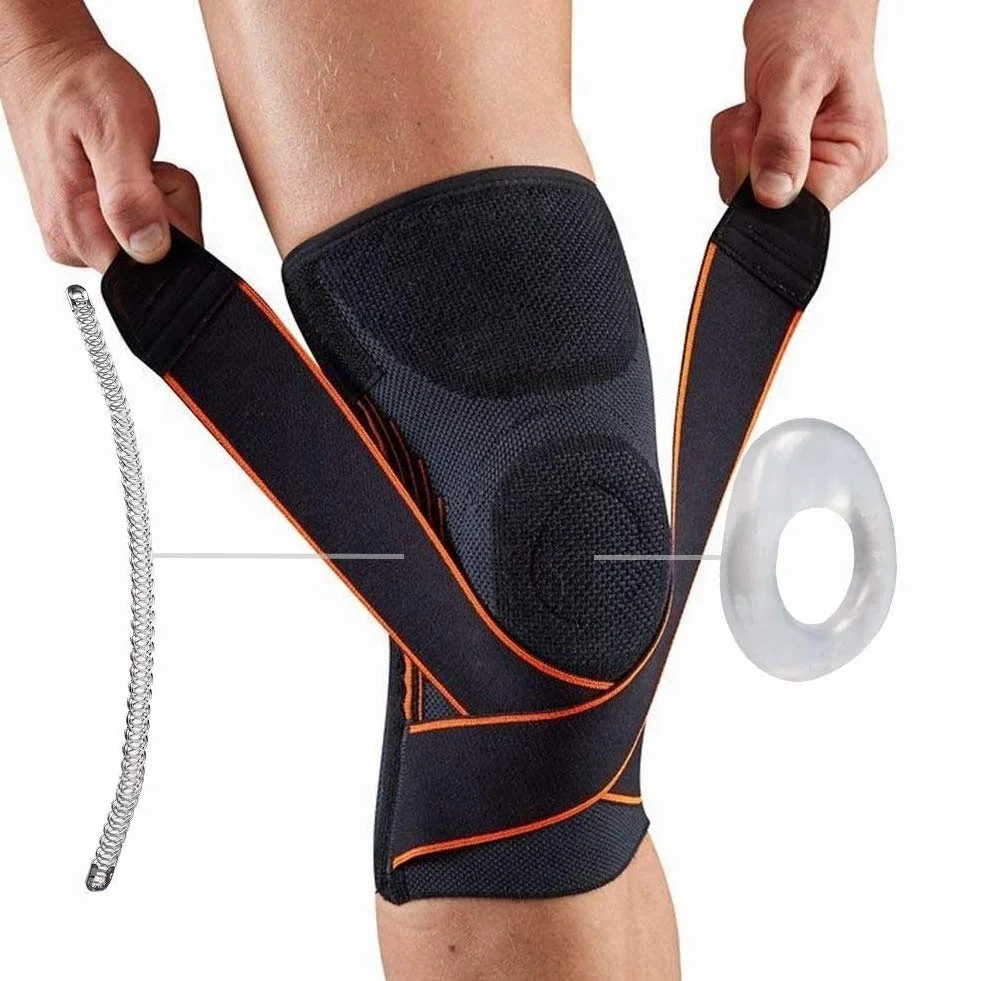 Elastic Ultra Flex Athletics Knitted Knee Compression Support Sleeve with Silicone Patella Ring Compression Knee Sleeve Brace