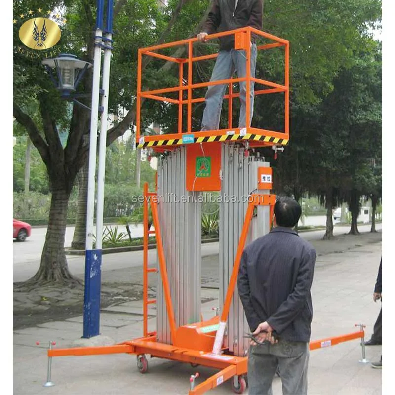 8m Hydraulic Lift Rental Aluminum Two 2 Mast Adjustable Electric Battery Power Manual Man Aerial Work