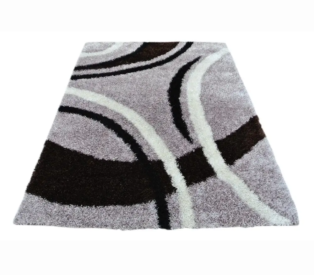 Tianjin Factory Wholesale Curved Pile Polyester Silky Shaggy Center Rug