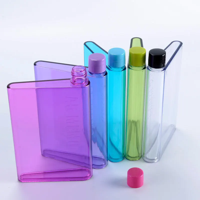 
BPA free plastic flat notebook water bottle A4 A5 380ml/450ml easy to carry 