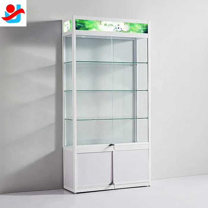 Wall display cabinets for collectibles/boutique store fixtures glass shelves/salon retail display case