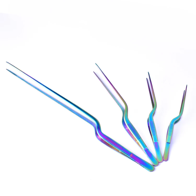 Горячая продажа пищевой нержавеющей стали офсетная печать шеф-повара кухонный Пинцет покрытие Пинцет по заказу