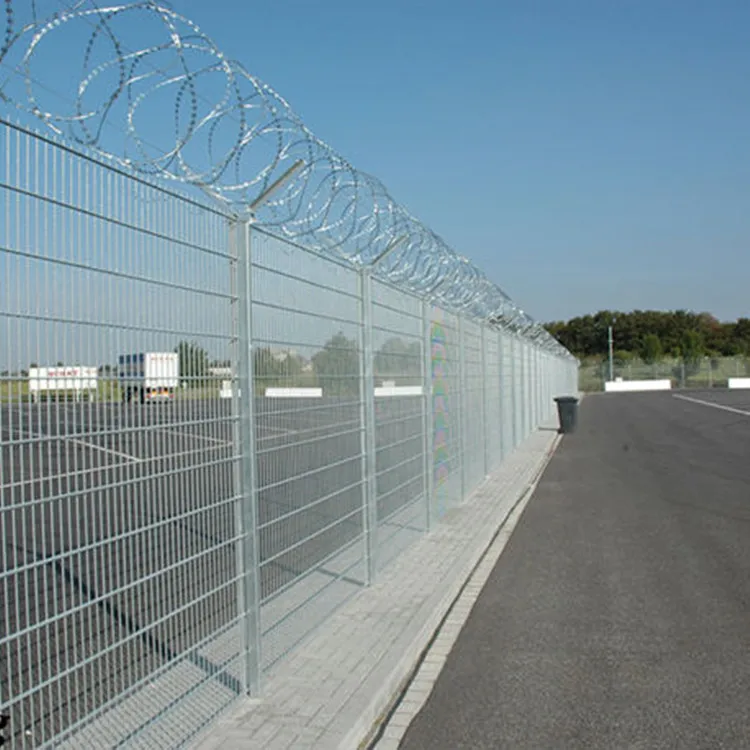10 year no rust PVC coated panels barbed wire 358 anti climb airport security fencing