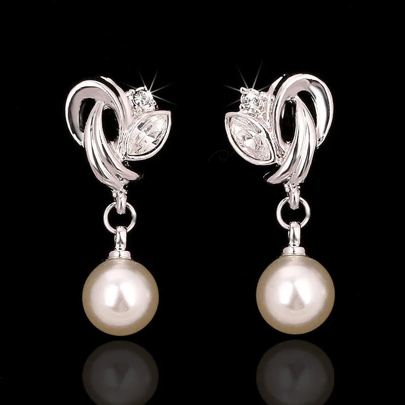 Top Quality Imitation Pearl Pendant Earring Rose Gold Color  For Women  Fashion Jewelry For Anniversary Gift Wholesale E224 E166