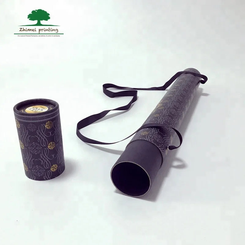 A2 poster packaging paper tube with custom printed with rope straps round shape cardboard box for shipping use, poster packaging