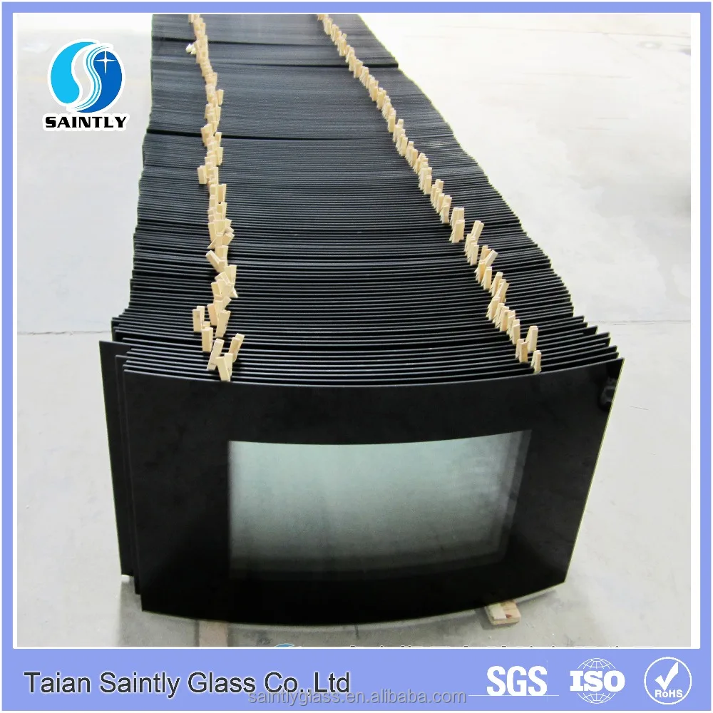 High quality 4mm  5 mm curved tempered ceramic glass for fireplace glass panel