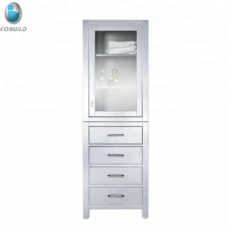 Plywood good quality linen tower tall bathroom cabinets