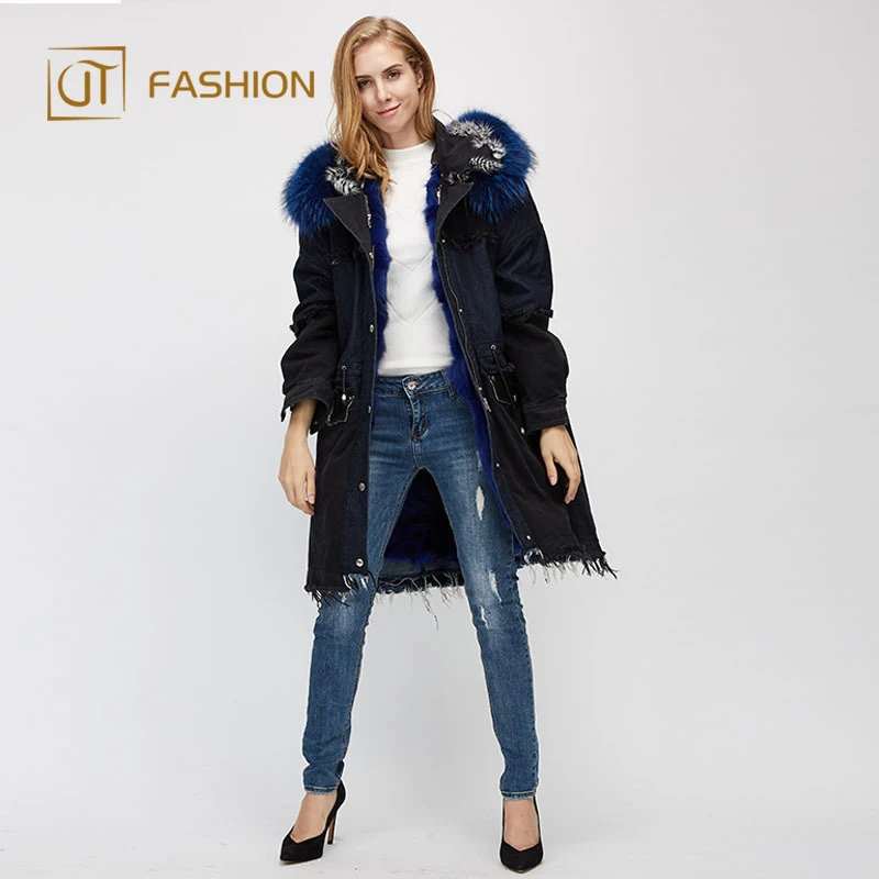 
New jtfur wholesale custom size fox fur collar hooded detachable inside parka chinese parka wool jackets with fur hooded 