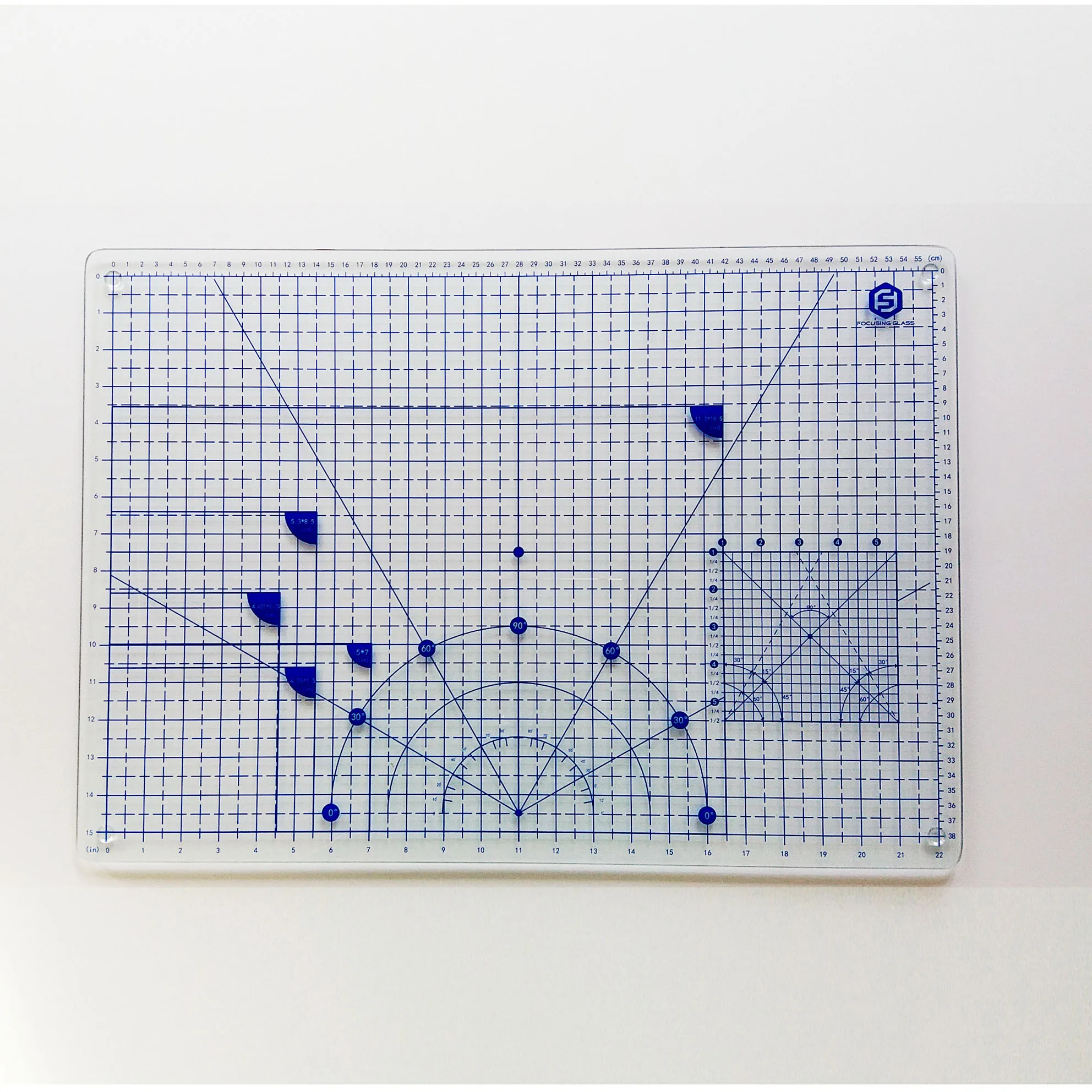 transparent  A2 silk screen printing tempered glass cutting mat with grid