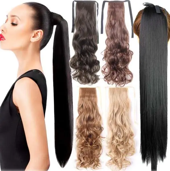  Оптовая цена Заводские Волосы для наращивания вьющиеся волосы плетения синтетические парики конский хвост хвосты