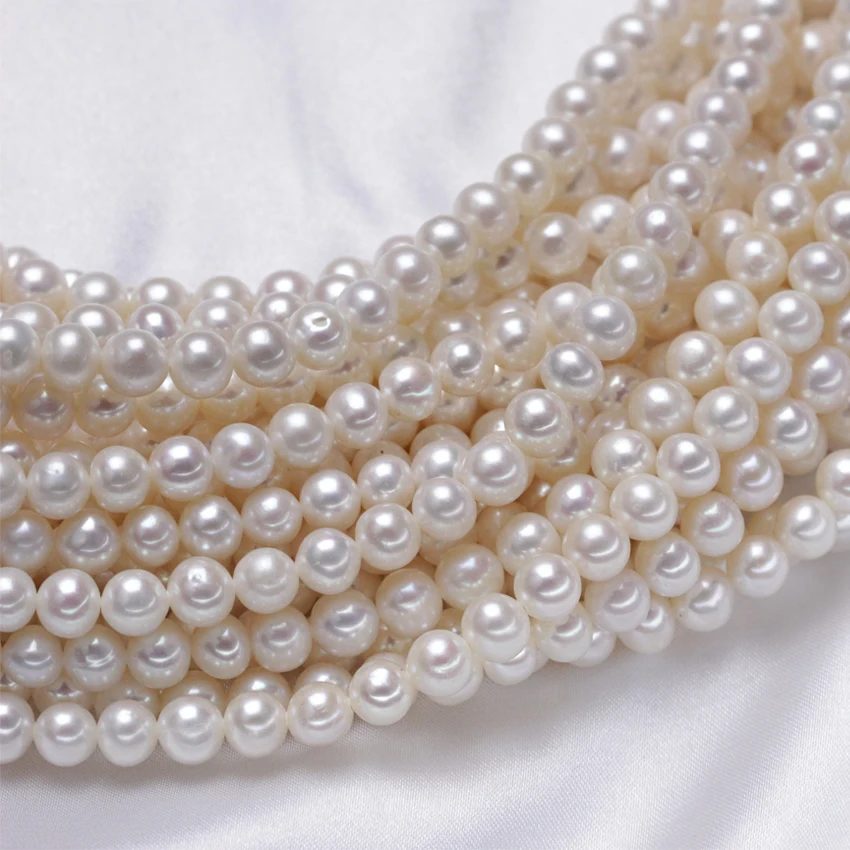 6-6.5mm off round white color real china freshwater pearl