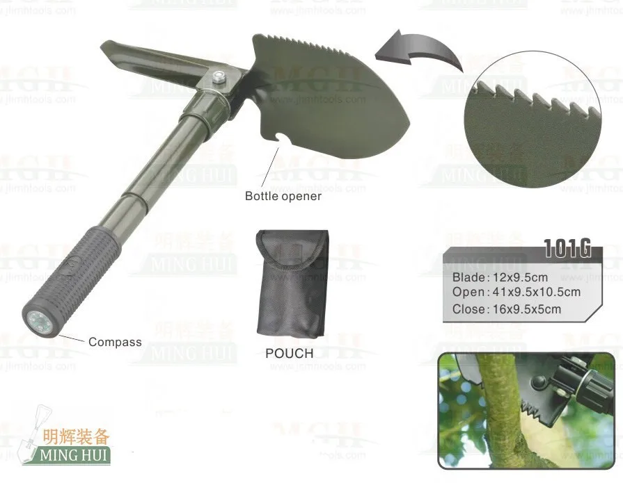 Multi Function Multipurpose folding Shovel, small size camping shovel foldable