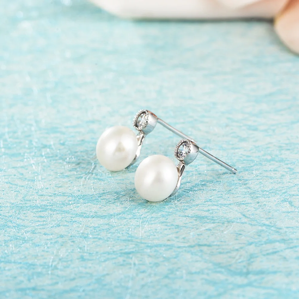 925 sterling silver bulk natural cultured freshwater pearl stud earrings