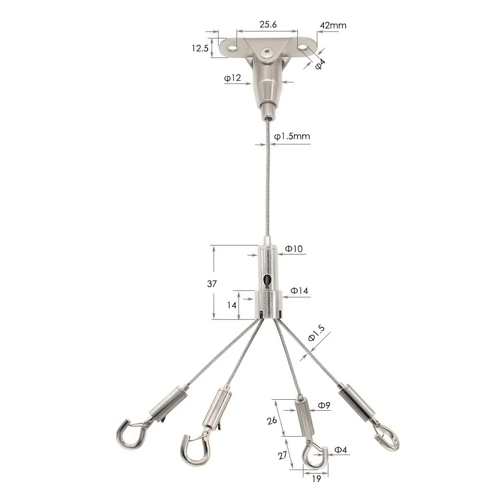 High Quality Adjustable 4 Leg Hook Hanger Wall Panels Suspension Light Lifting System Hanging Kit
