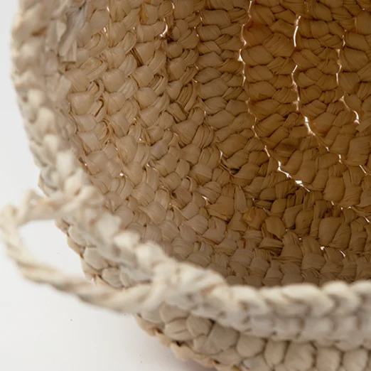 Woven Corn Husk Maize Seagrass Straw Banana Leaf Maize Bathroom Toy Laundry Bin Foldable Big Belly Storage Basket With Handles