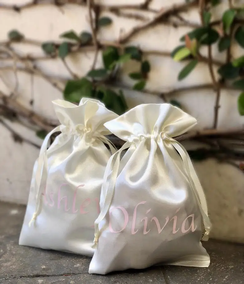 Luxury Small Custom Drawstring Satin Bags for Hair Packaging gift satin bag jewelry satin pouch