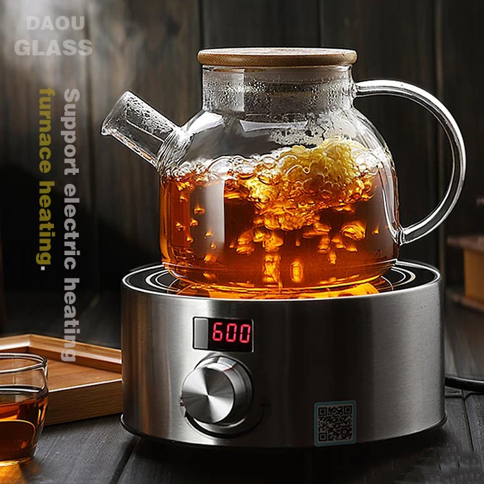 
Free shipping glass tea pot and kettle set with Bamboo lid and spring strainer ,teapot maker, chinese supplier 