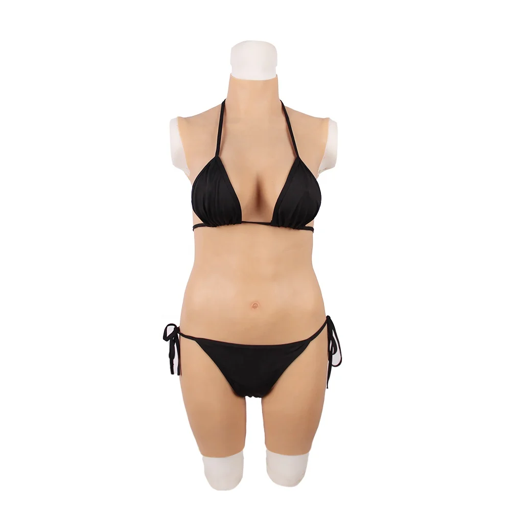 D cup clothes women wearable breast silicone full body suit