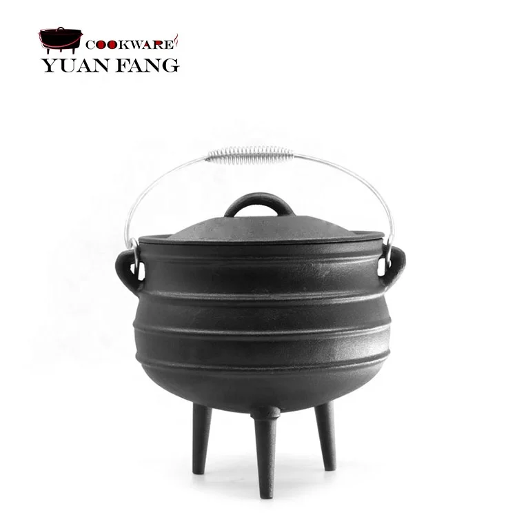 High Quality 11/14/24/26/30/32CM Camping Cookware Cast Iron Potjie South African Pot With Legs Cast Iron Cauldron