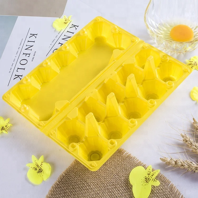plastic tray wholesale customized pvc 10 cell yellow colourful egg tray/box/carton