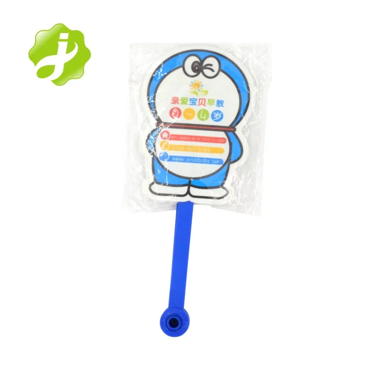 Promotional plastic hand crank fan custom printed folding fan