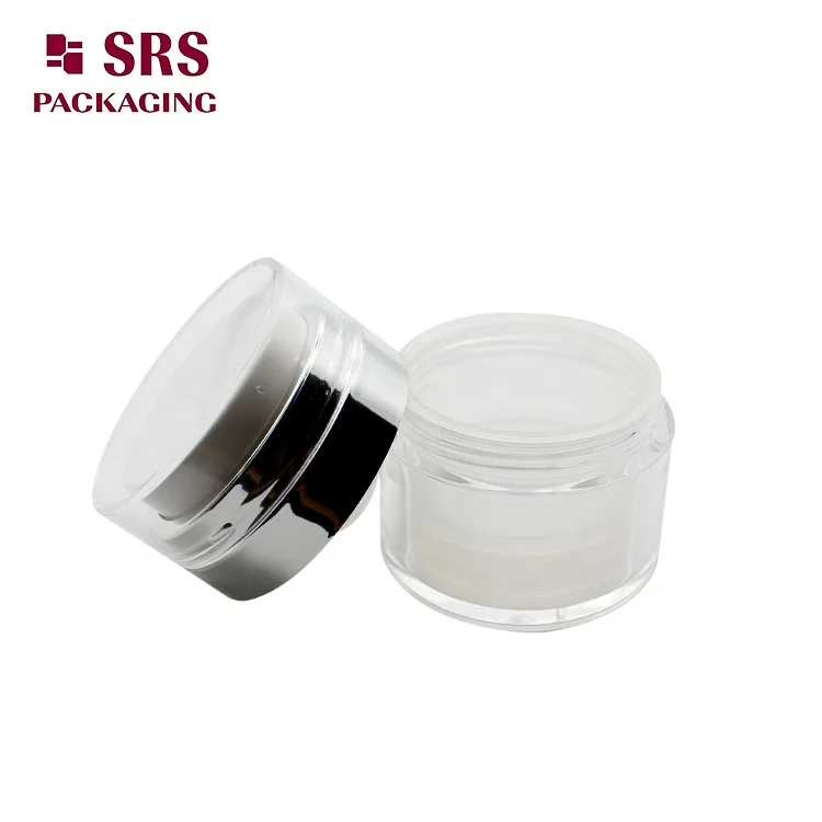 SRS empty 15ml 30ml 50ml round shape clear cosmetic acrylic airless jar