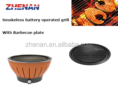 garden and outdoor convenient smokeless battery operated charcoal barbecue grill with plate