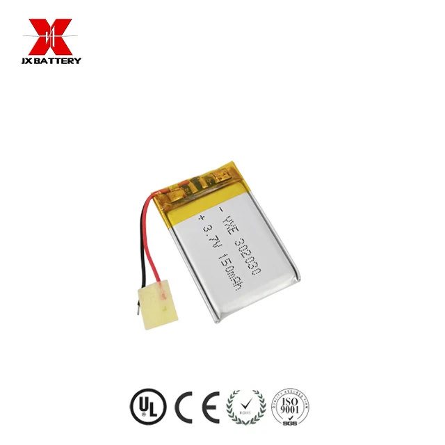 minicell rechargeable 3.7v lithium ion lipo battery 302030 150mAh for personal stereo