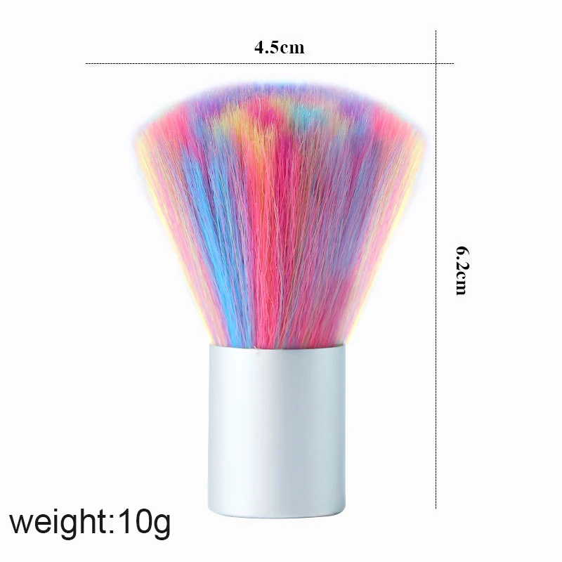 Mini Rainbow Colorful Brush Hair Steel Handle 4.5x6.2cm Nail Art Dust Brush For Makeup