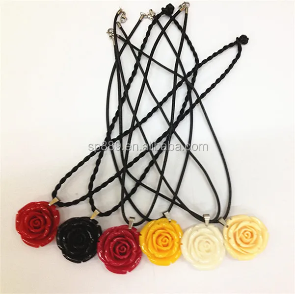 Alibaba Best Selling Purple Rose Necklace Resin Charm with Gold Plating Link-shaped Chains Fashion Styles from Dongguan