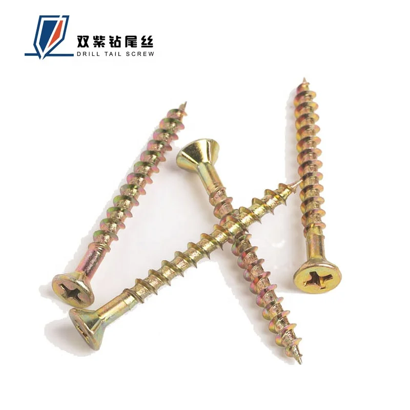 
China Wholesale Self Tapping Chipboard Screw C1022 Yellow Zinc Plated 