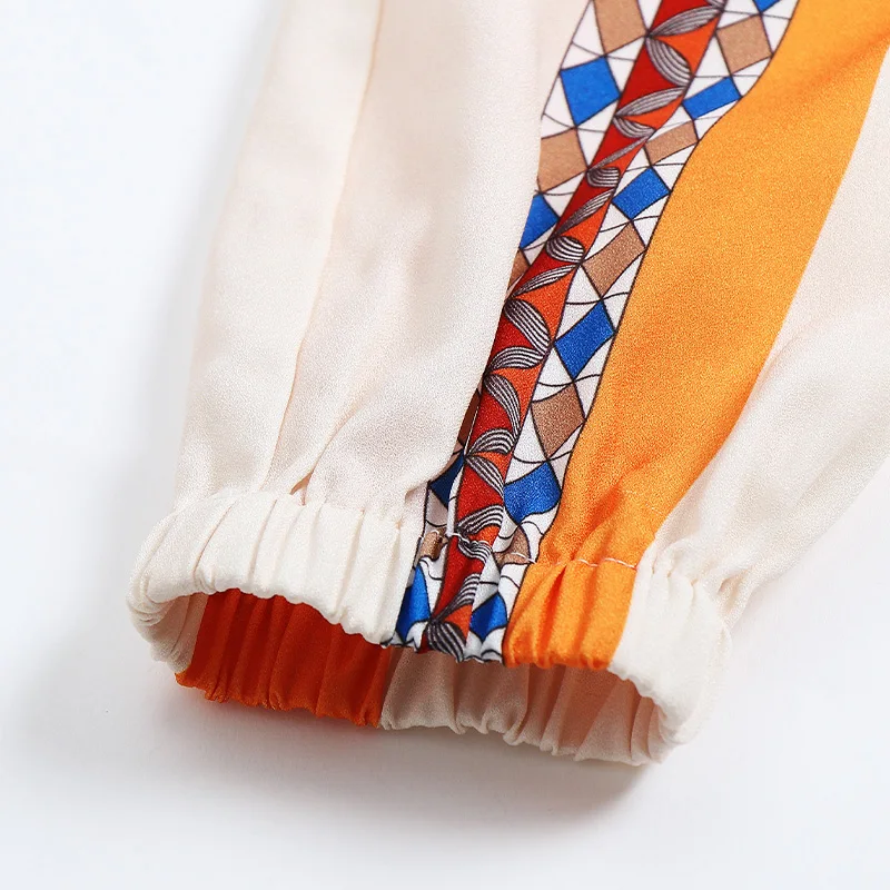 Newly Arrival Bohemian Fashion Style Short Cap Sleeves Ruffle Chiffon Print Dress and Elastic Zip Up Blouse 2 Piece Set Women