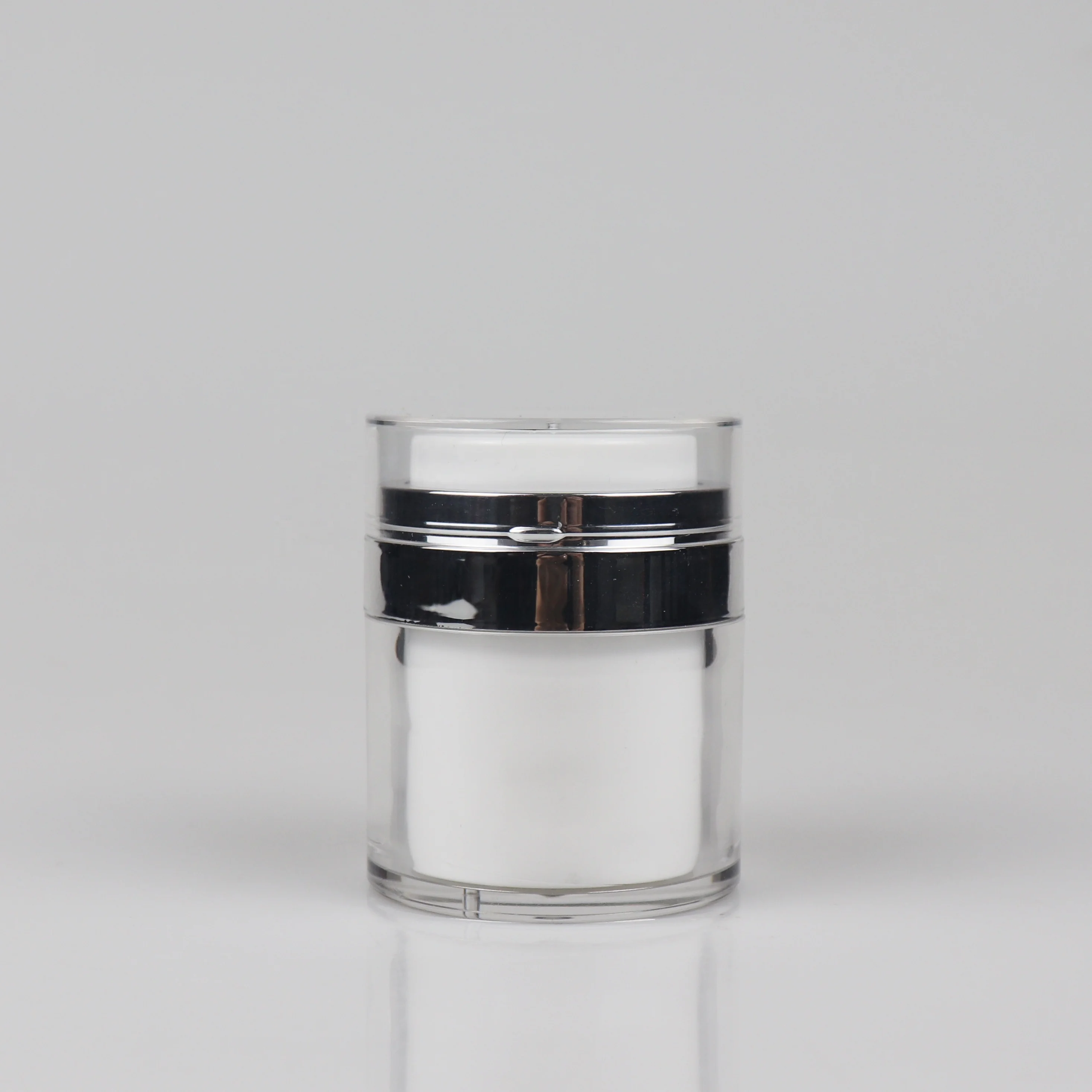 30g white matte or brushed silver lids airless cream jar